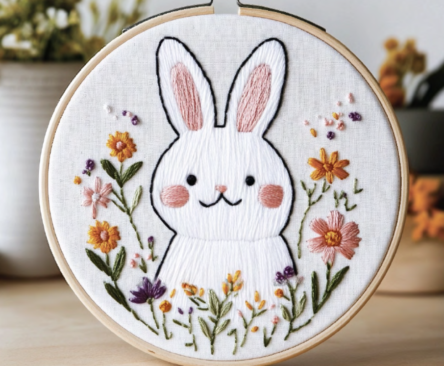 Bunny with Spring Flowers image 0