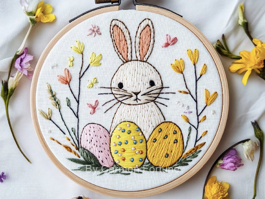 Bunny with Flowers and Egg image 0