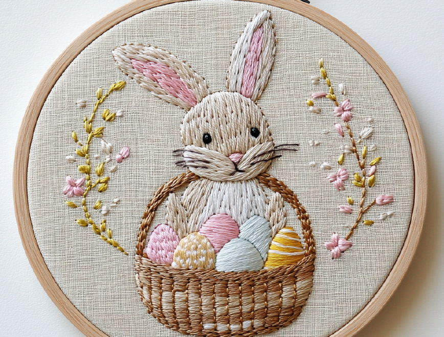 Bunny & Basket of Eggs image 0